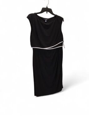 Chaps Black Midi Dress with White Waist Piping
